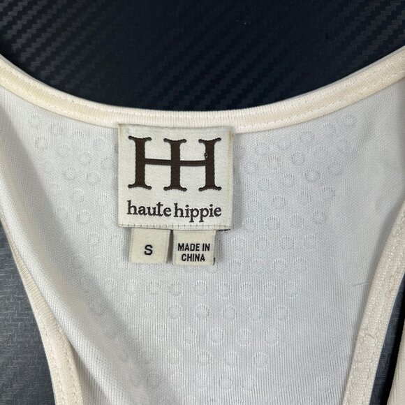 HAUTE HIPPIE Ivory Cream Metal Studded Sleeveless Midi Dress Bodycon Size Small - Picture 6 of 12